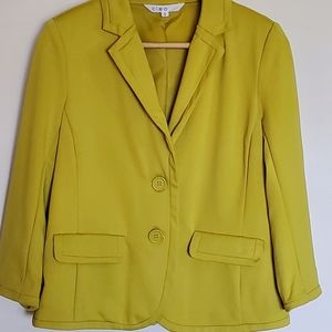 Cleo Mustard 3/4 Sleeve Two Button Blazer